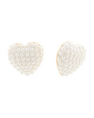 Jeweled Heart Button Ivory Faux Pearl Earrings | Earrings | T.J.Maxx | TJ Maxx