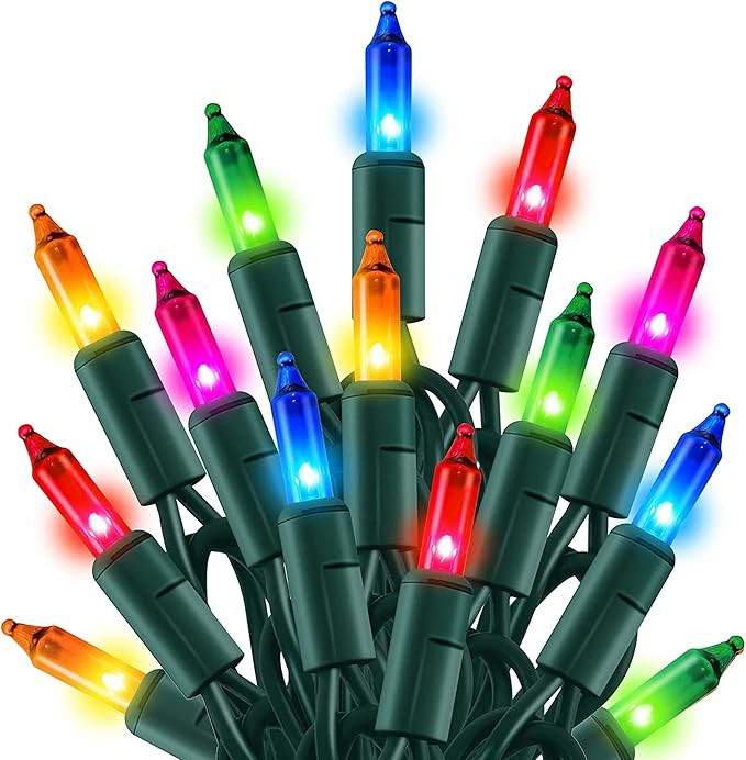 TW SHINE Outdoor Christmas Lights, 20FT 100 Count Christmas String Lights Incandescent, Waterproo... | Amazon (US)