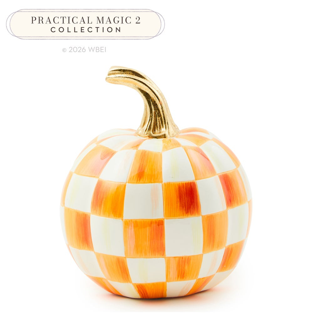 Orange Check Mini Pumpkin | MacKenzie-Childs