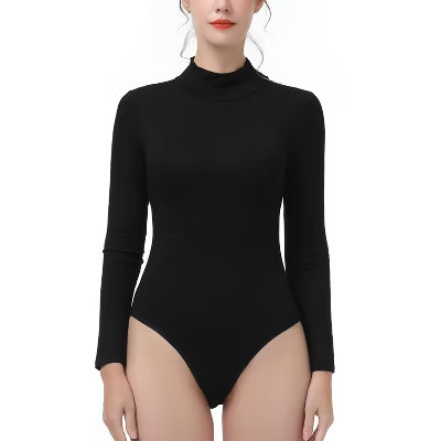 phistic Women's Turtleneck Long Sleeve Bodysuit Black Large | Target