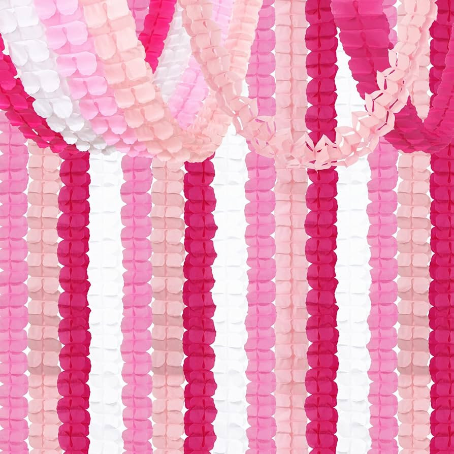 Rose-Red Pink-White Party-Decorations Streamers Garland - 157Ft Four-Leaf Clover Hanging Banner,W... | Amazon (US)