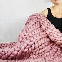 Chunky Knit Blanket  Dusty Rose | Etsy (US)
