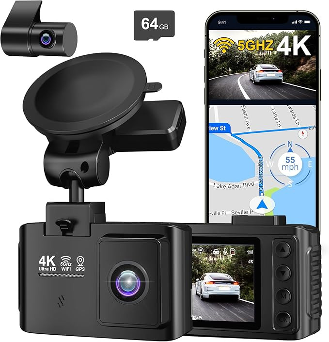 Dash Cam Front and Rear: 4K+2.5K Dual Channel Dash Cam-5GHz WiFi, GPS Dash Camera for Cars with 6... | Amazon (US)