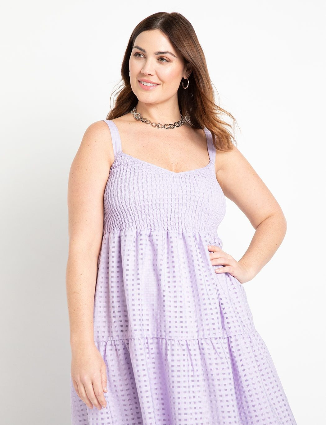 Smocked Bodice Tiered Maxi | Women's Plus Size Dresses | ELOQUII | Eloquii