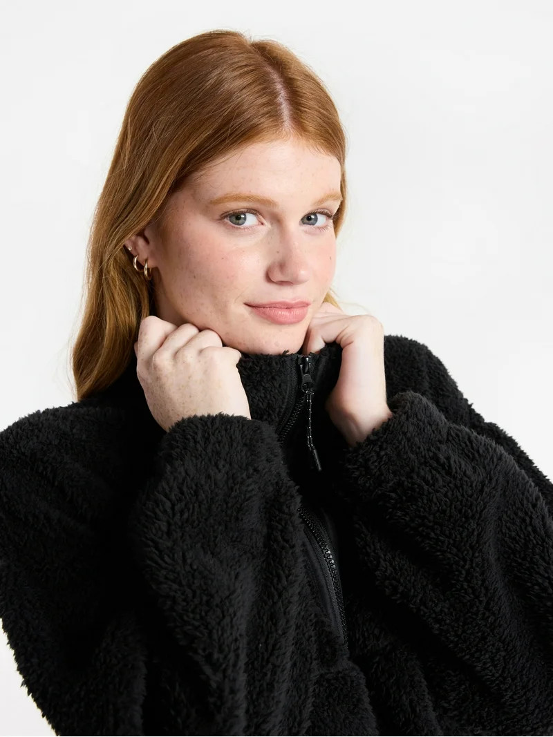 No Boundaries Plush Half-Zip Pullover, Women's and Plus | Walmart (US)