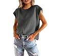 Saodimallsu Womens Summer Cap Sleeve Tops Casual Crew Neck Loose Fit Knit Lightweight Sweater Pul... | Amazon (US)