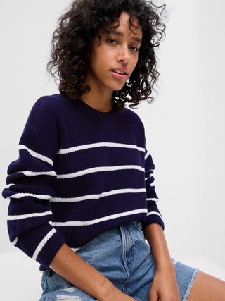 Shaker-Stitch Stripe Crewneck Sweater | Gap Factory
