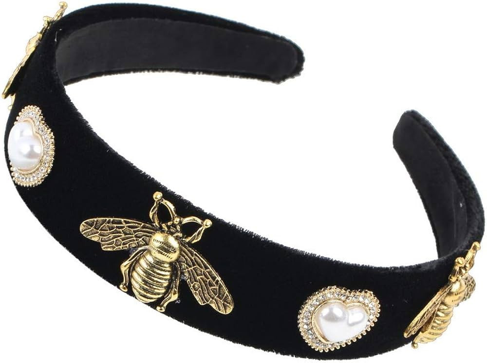 Vintage Black Band Simulated Pearl Bead Flower Hairbands for Women Fashion Alloy Metal Glass Rhin... | Amazon (US)