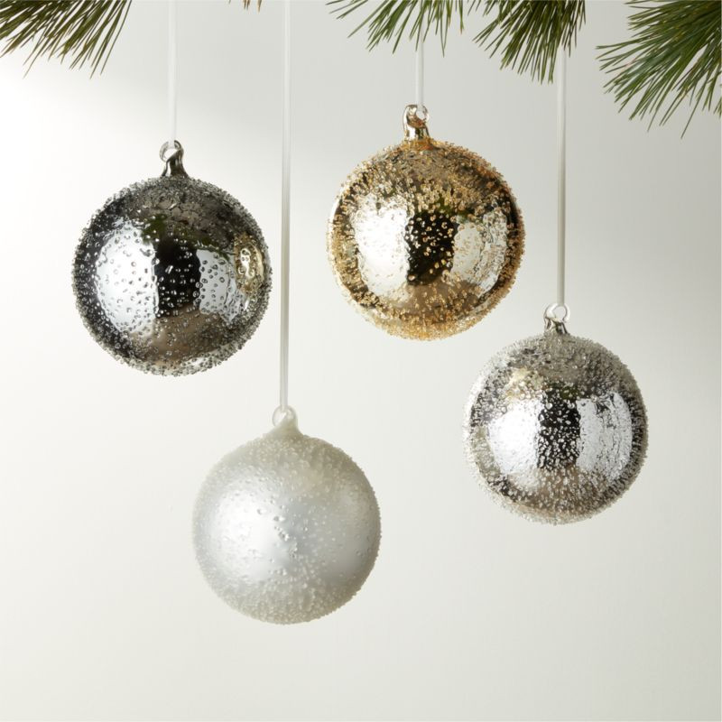 Textured Metallic Glass Christmas Tree Ornament 5" Set of 4 + Reviews | CB2 | CB2