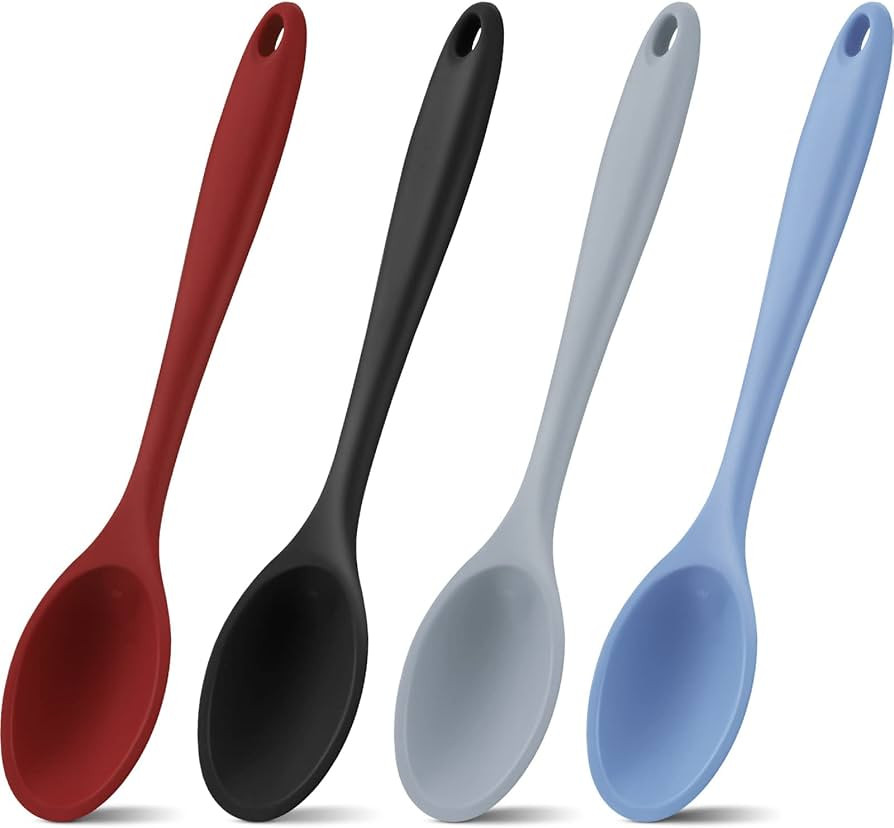 4 Pieces Large Mixing Spoon Heat Resistant Silicone Basting Utensil Spoon Non Stick Serving Spoon... | Amazon (US)