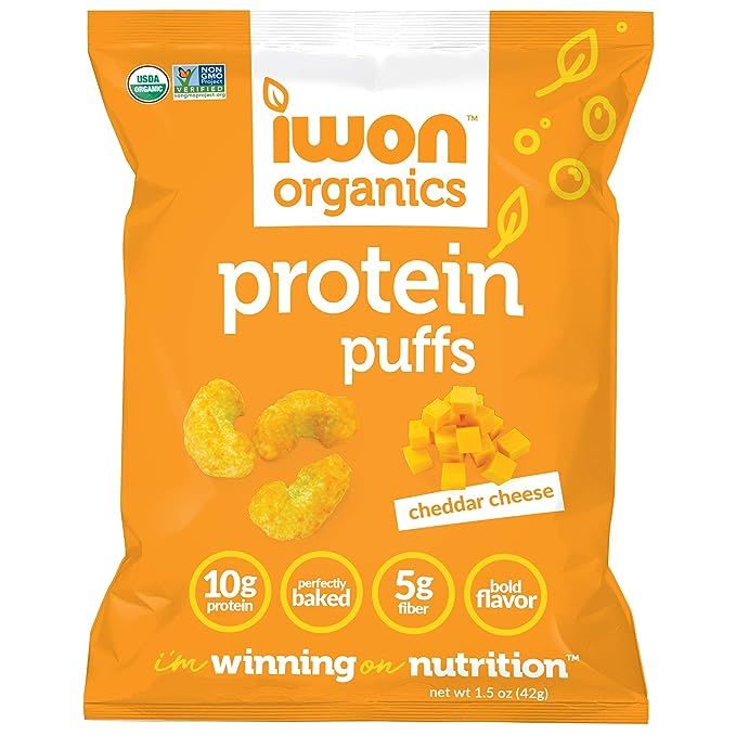 IWON Organics Cheddar Cheese Flavor Protein Puff, High Protein and Organic Healthy Snacks, 16 Bag... | Amazon (US)