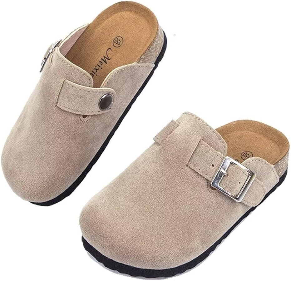 Kids Clogs for Girls Boys Cute Slip-on Slippers Classic Sued e Cor k Footbed Sandals Potato Shoes | Amazon (US)
