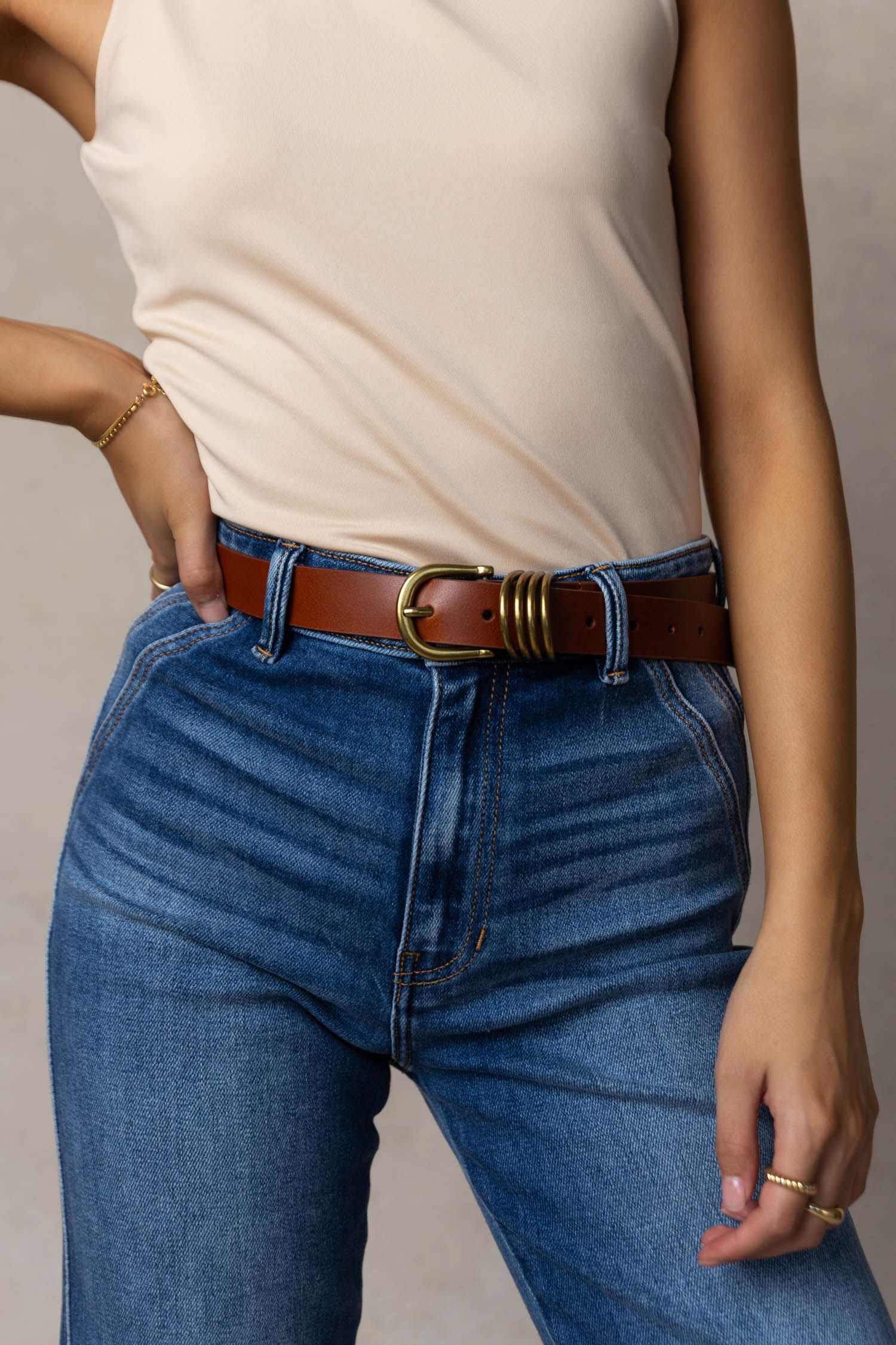 Audrey Leather Belt in Brown | Bohme