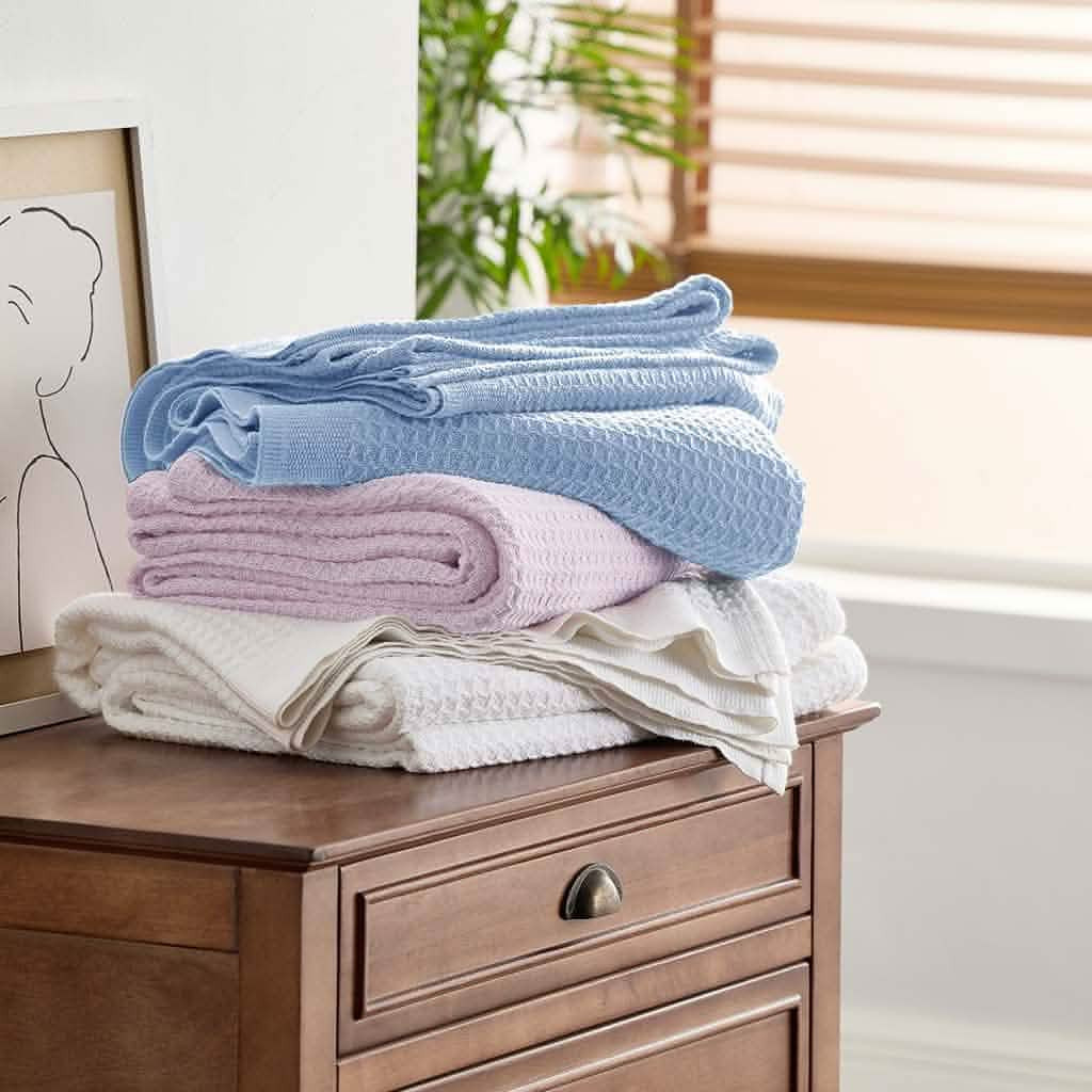 100% Cotton Waffle Weave Blankets | Bedsure