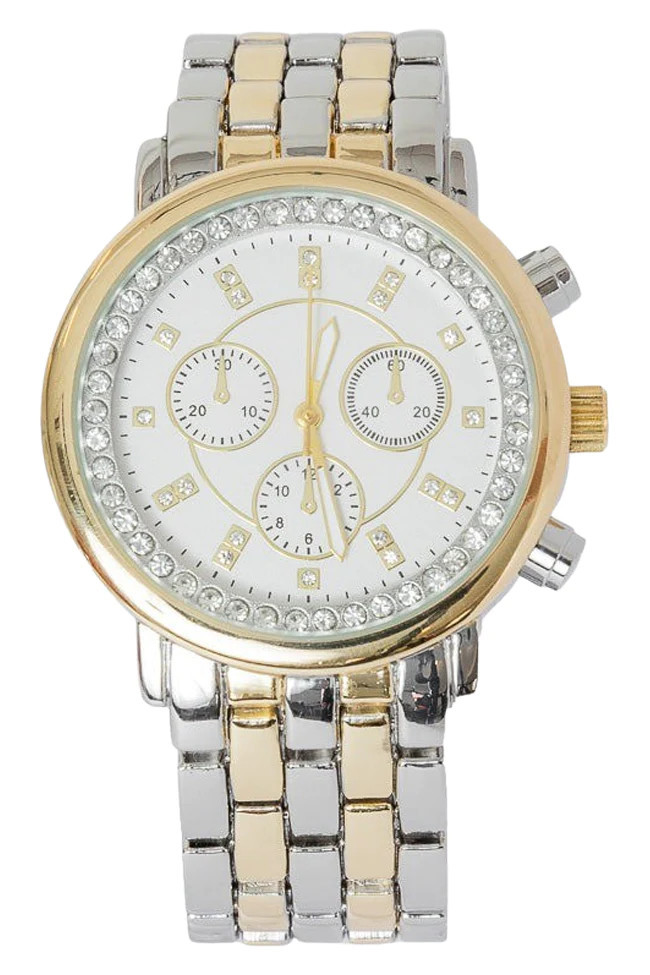 Be Hopeful Silver And Gold Two Tone Circle Face Watch | Pink Lily