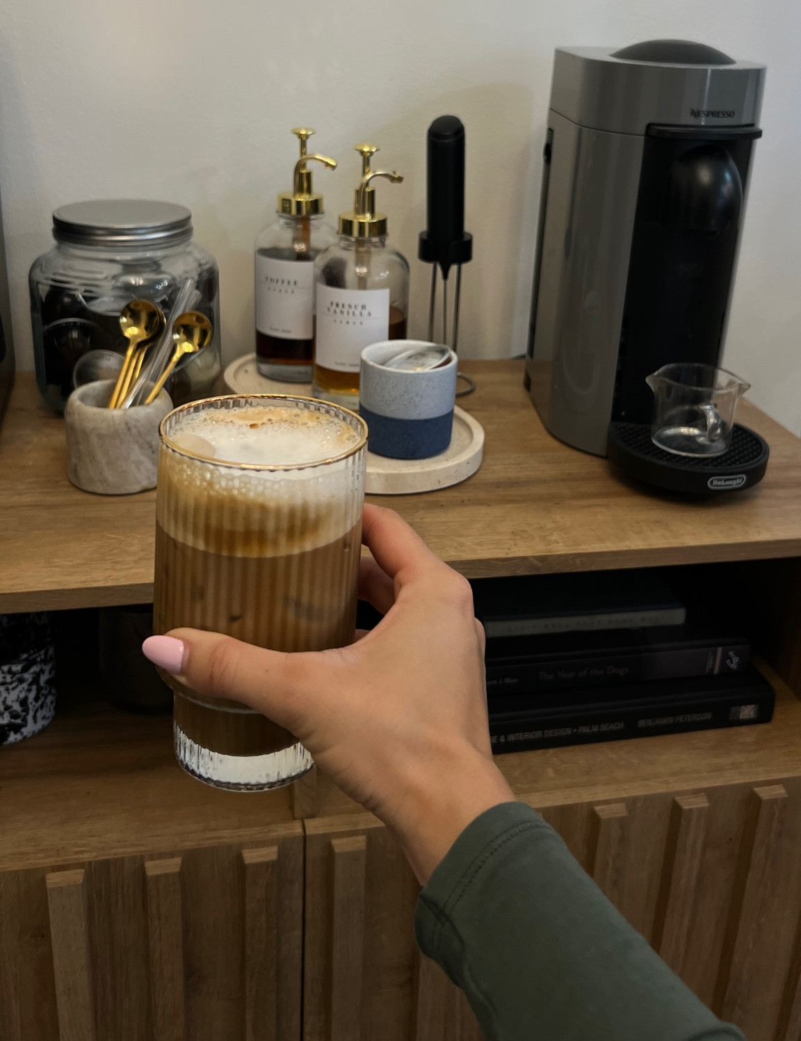 Morning coffee routine, at home coffee bar, at home coffee favorites, nespresso vertuo, coffee bar at home supplies, coffee bar cabinet, coffee favorites, organic modern furniture, organic modern home 

#LTKHome