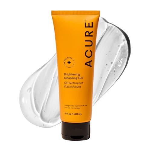 Acure Brightening Cleansing Gel - Vegan Face Scrub, Gentle Facial Cleanser for Radiant Skin with Pomegranate, Blackberry & Acai Infused, Antioxidant-Rich Formula for All Skin Types - 4 fl oz | Amazon (US)