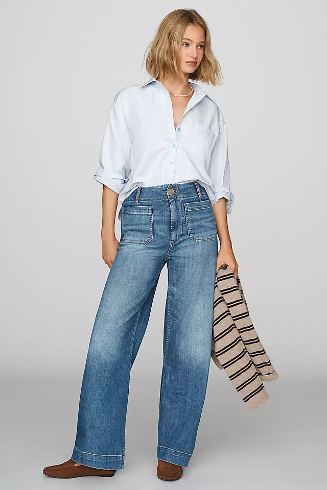 Colette High-Rise Wide-Leg Full-Length Jeans | Anthropologie (US)
