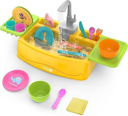 KinderUP Play Kitchen Sink Toy with Running Water for Kids Toddler, Learning Dishwasher Set with ... | Amazon (US)