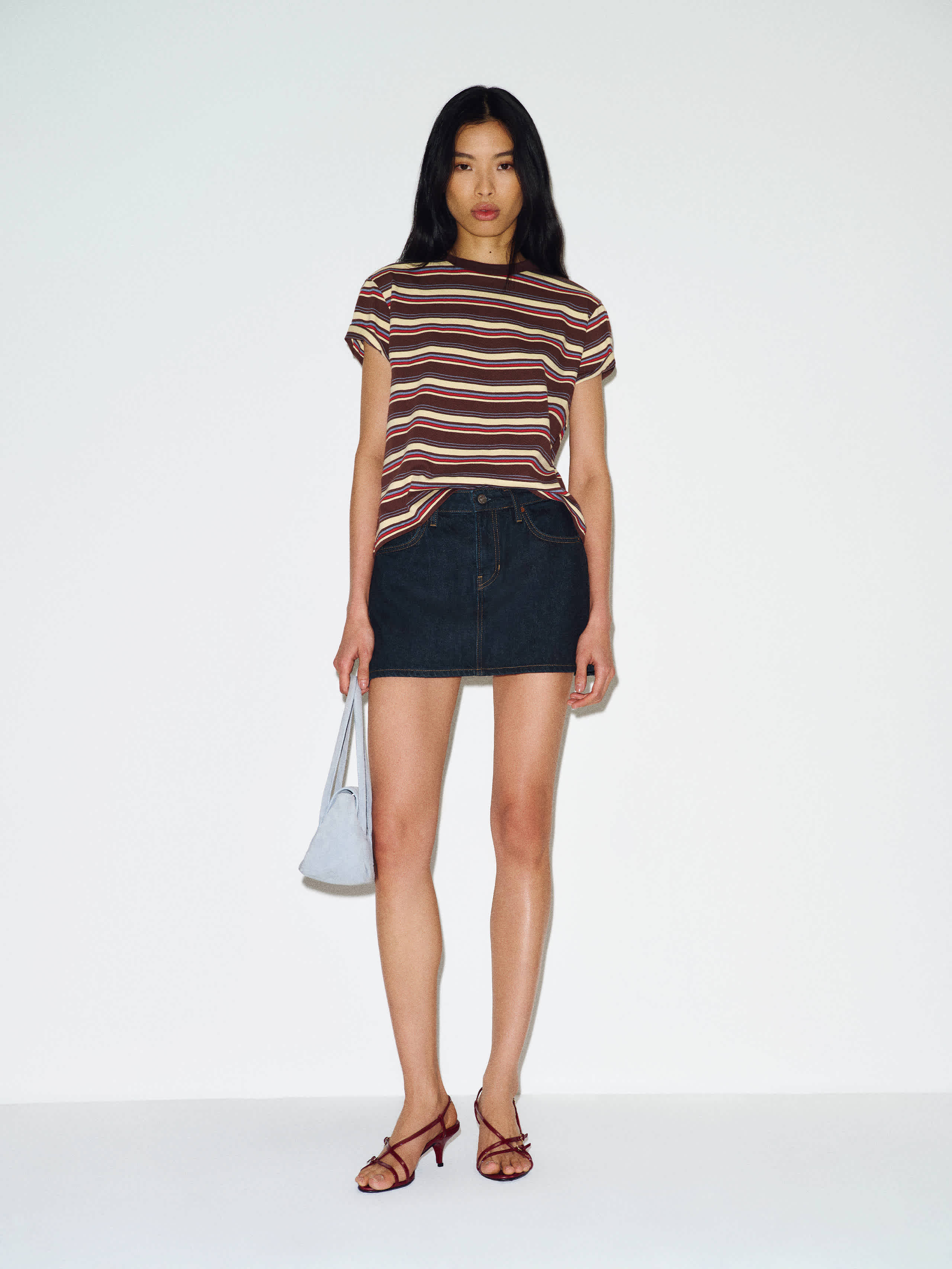 Hazel Low Rise Denim Mini Skirt | Reformation (Global)