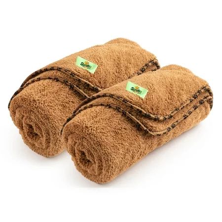 2 Pack Fleece Dog Blanket by Scrubit-Pets – Soft & Warm Pet Throw Blankets, Fluffy Paw Print Bed / C | Walmart (US)