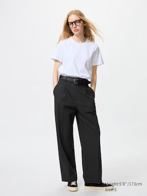 WOMEN'S PLEATED WIDE PANTS (SINGLE TUCK) | UNIQLO AU | Uniqlo Australia