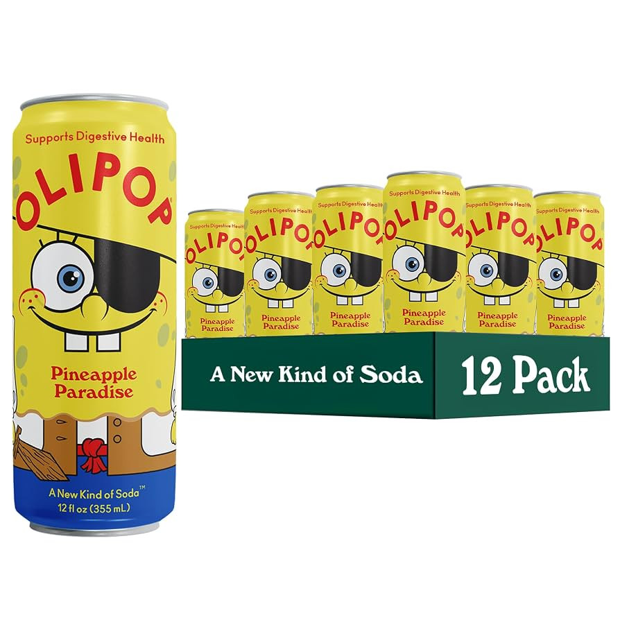 OLIPOP Prebiotic Soda Pop, SpongeBob Pineapple Paradise, Pantry Pack Packed with Prebiotics, Fibe... | Amazon (US)