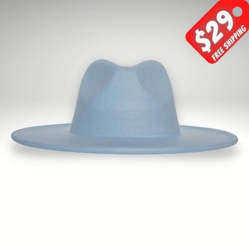 Blue Fedora, Baby Blue Hat, Women's Fedora, Summer Hats, Sky Blue Color, Beach Hats, Wide Brim, F... | Etsy (US)