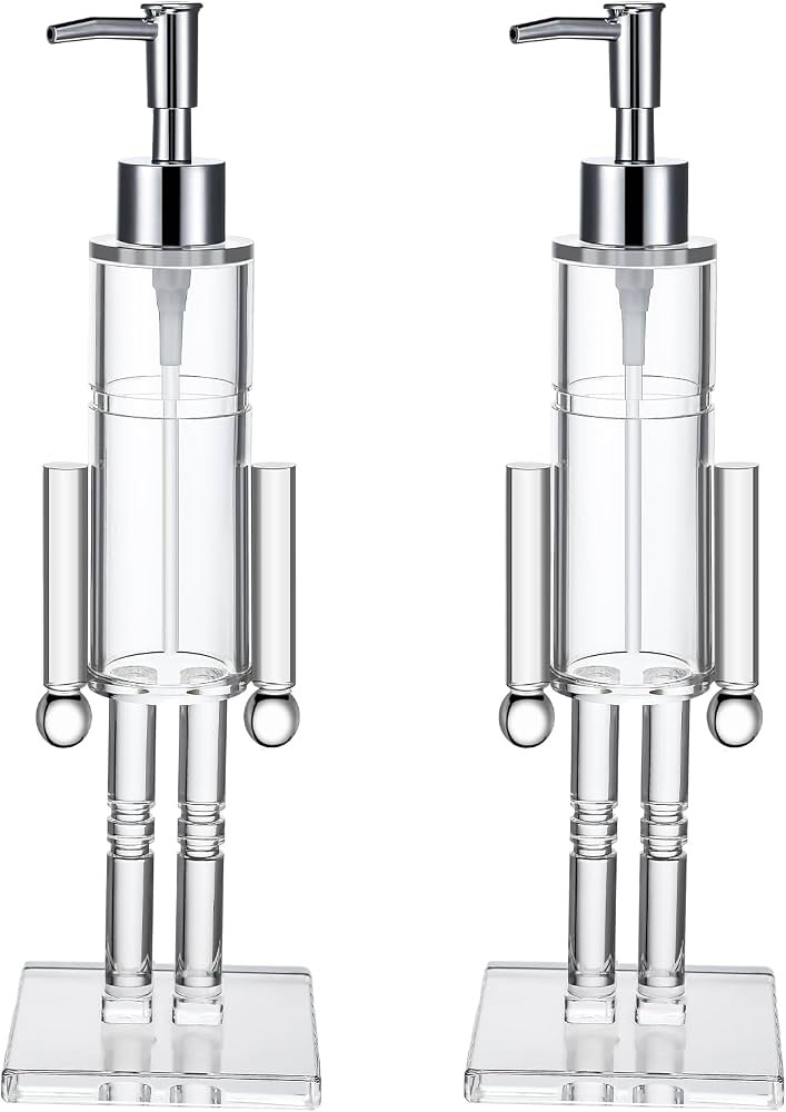 Chengu 2 Pcs Christmas Soap Dispenser 11.8" Acrylic Clear Nutcracker Soap Dispenser Xmas Decorati... | Amazon (US)