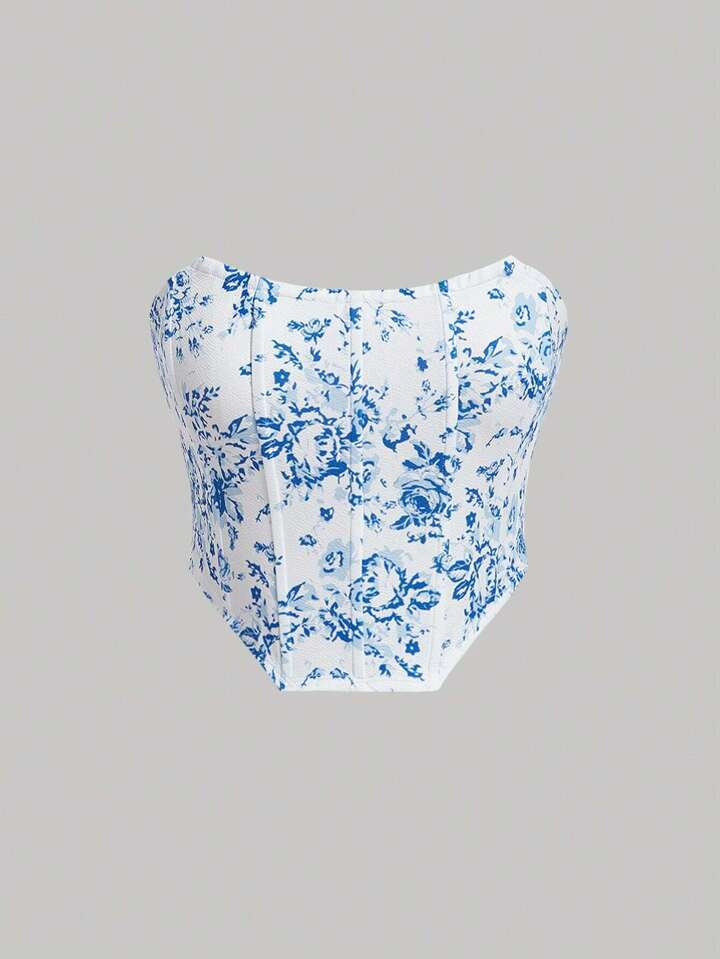SHEIN MOD Floral Print Tube Top | SHEIN