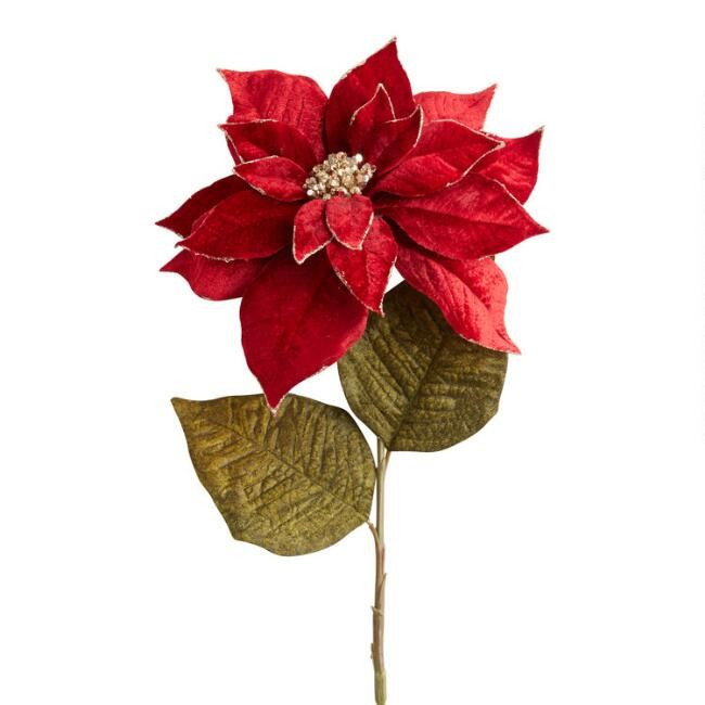Pier Place Red Faux Poinsettia Stem | World Market