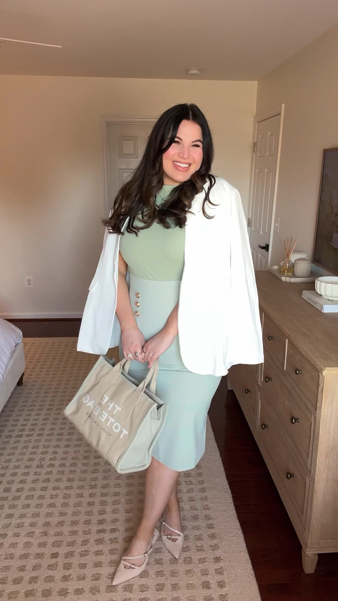 Spring workwear outfit from amazon! 

Dress - xl 
Heels - 9.5 
Blazer - xl 
Bra / shapewear from Spanx *use code KELLYELIZXSPANX to save 

Midsize, workwear outfit, office outfit, workwear style, workwear fit, look for the office, office wear, office style, amazon office wear, Amazon dress, midsize, tall women fashion, Amazon workwear 

#LTKWatchNow #LTKMidsize #LTKWorkwear