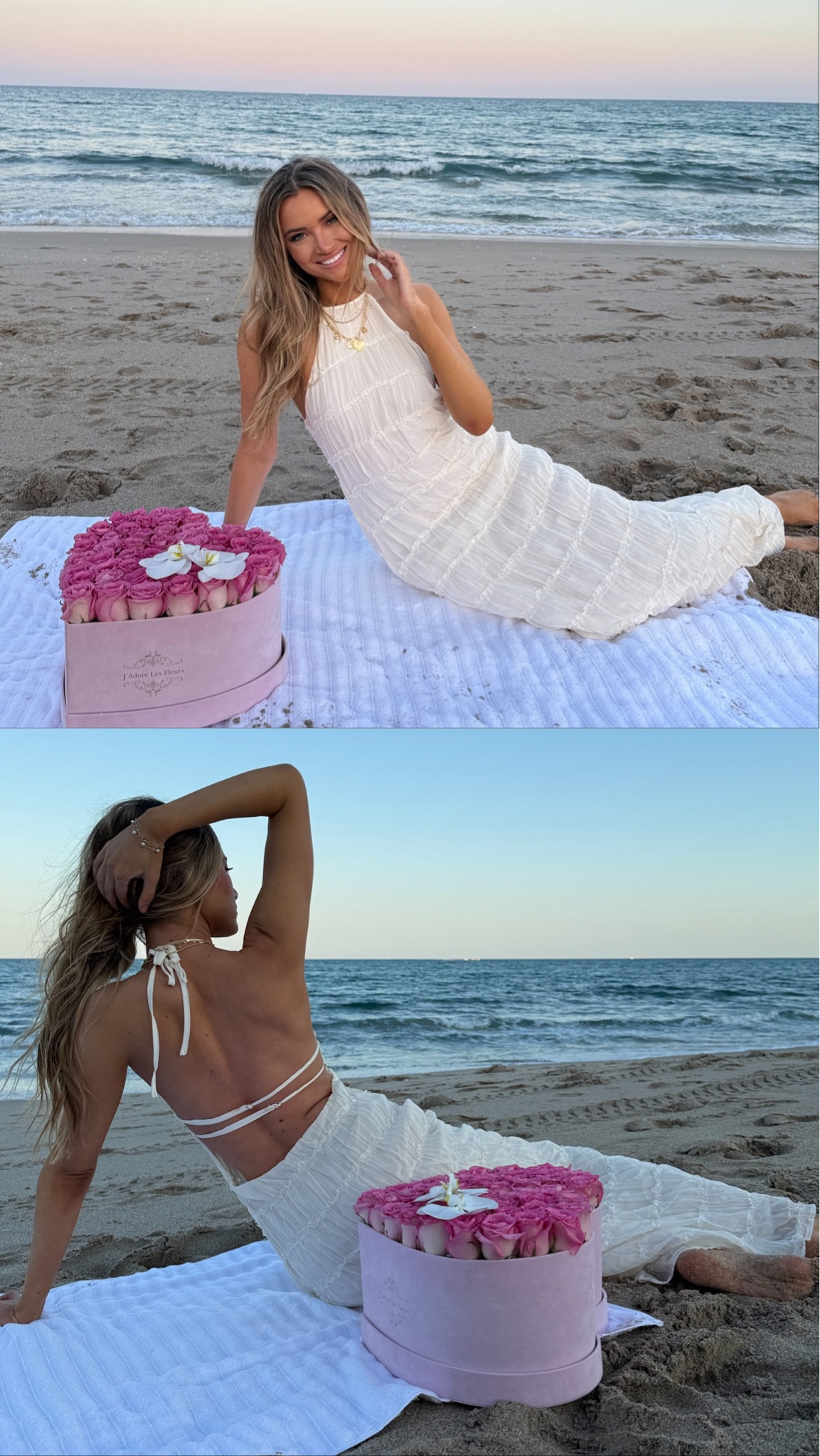 Date night at the beach to celebrate our anniversary and Valentine’s Day! 

White dress
Beach dress
Vacation dress 
Bridal 
Maxi dress
Open back 
Would be stretchy enough for a bump
Travel  

#LTKWedding #LTKFindsUnder100 #LTKBump