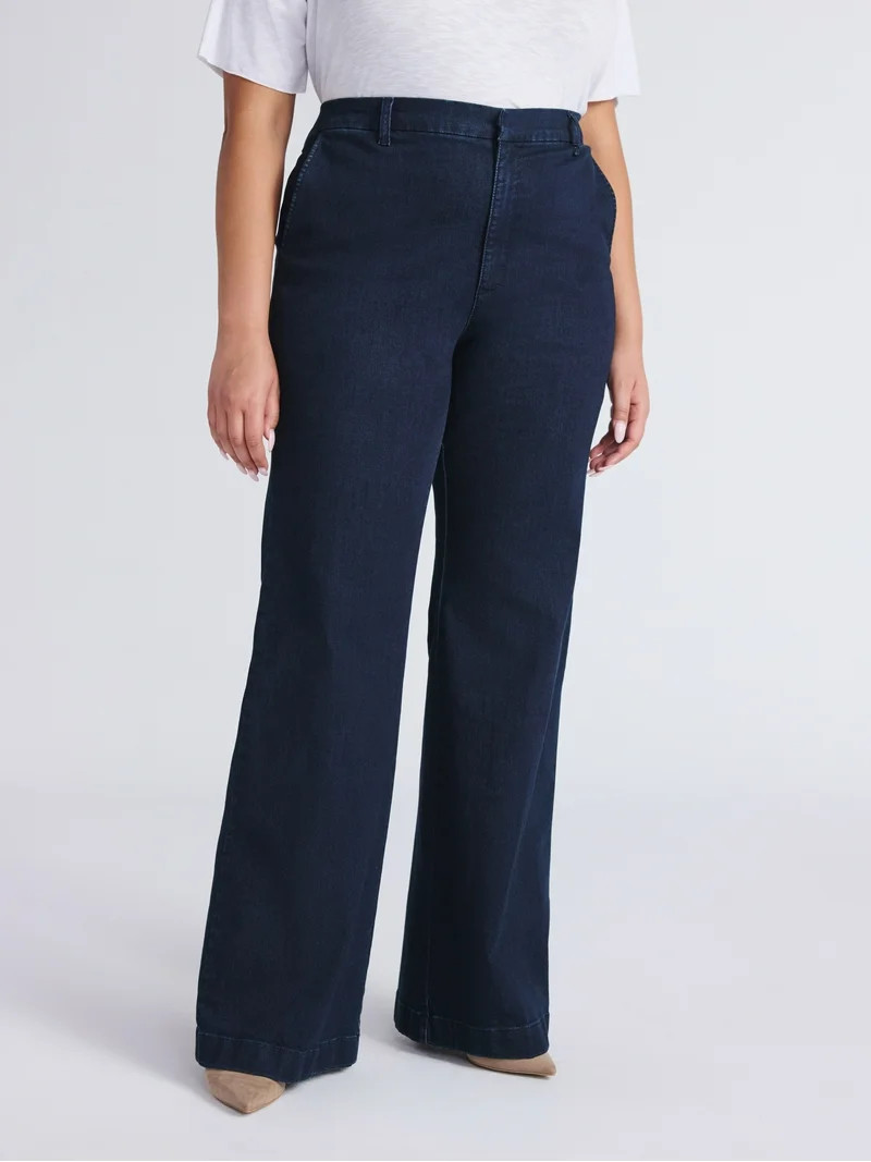 Sofia by Sofia Vergara Women's and Women's Plus Trouser Flare High Rise Jeans, 30.5", 32.5" and 3... | Walmart (US)