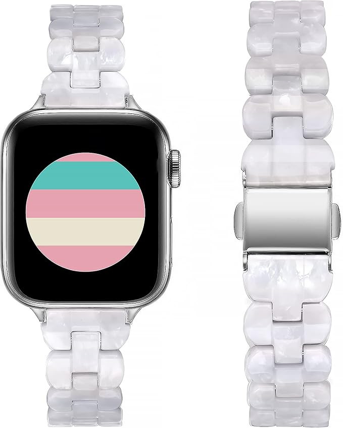 Secbolt Band Compatible with Apple Watch Band 38mm 40mm 41mm 42mm 44mm 45mm Women, Slim Resin Bra... | Amazon (US)