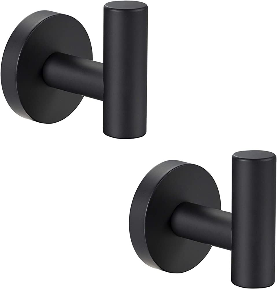 YGIVO 2 Pack Towel Hooks, Matte Black SUS304 Stainless Steel Coat Robe Clothes Hook Modern Wall Hook Holder for Bathroom Kitchen Garage Hotel Wall Mounted | Amazon (CA)