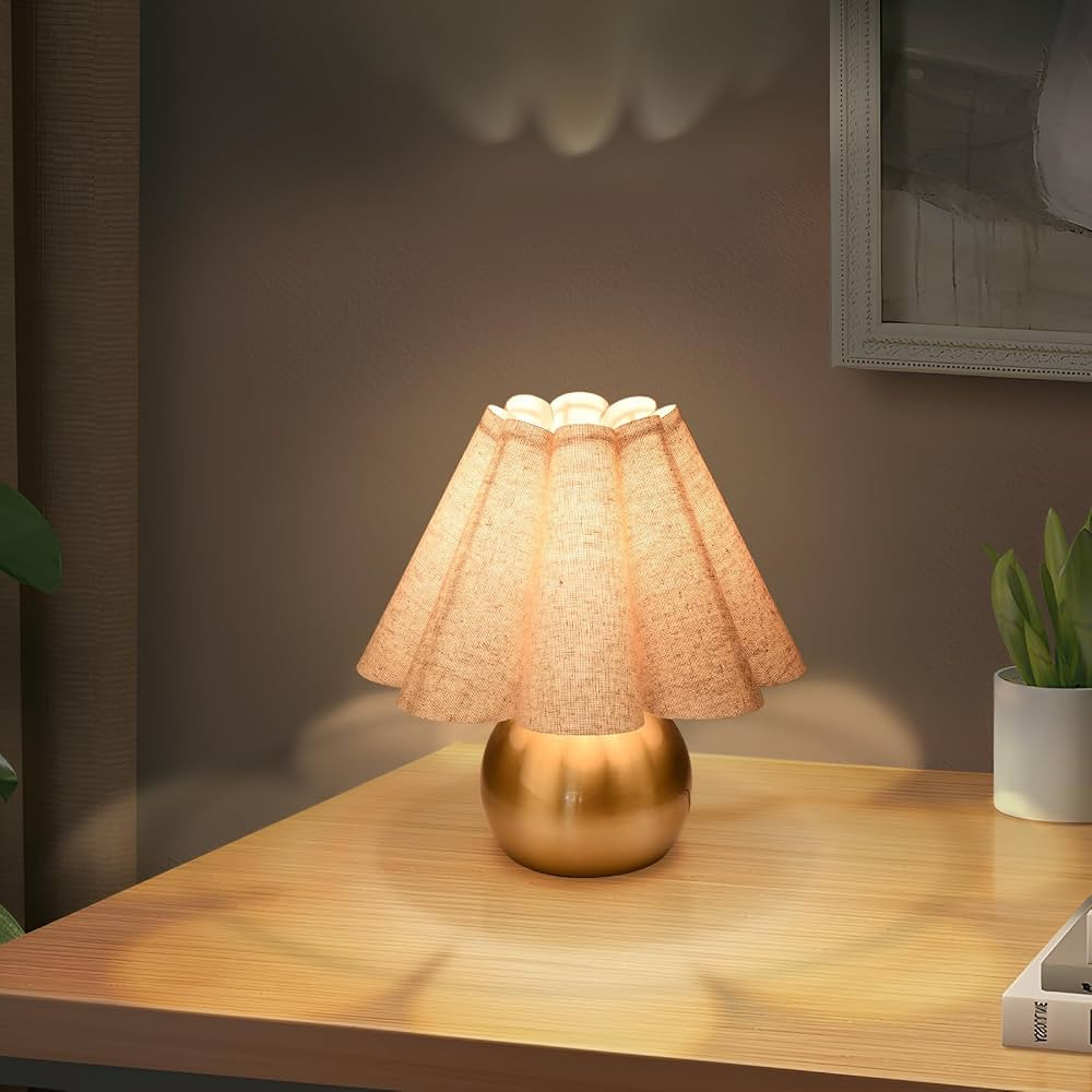 Gold Small Bedside Table Lamp, Brass Gold Bedroom Lamps, Cute Mini Table Lamps for Small Spaces w... | Amazon (US)