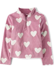 Girls Long Sleeve Print Microfleece Half Zip Pullover - LATTE | The Children's Place | The Children's Place