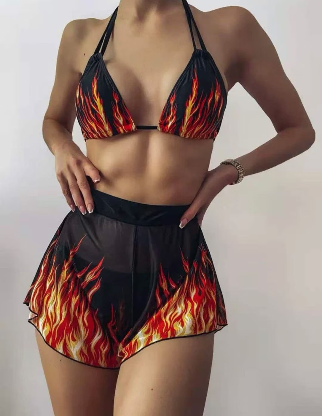 Flames 3pc Short Set  Rave Outfits  Festival Outfits  - Etsy | Etsy (US)
