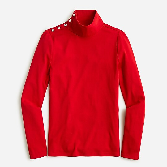 Perfect-fit turtleneck with jewel buttons | J. Crew US