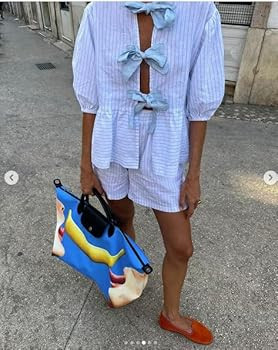 Striped Pajamas for Women 2 Piece Pj Set Short Sleeve Button Down Blouse Lounge Shorts Pajama Set... | Amazon (US)