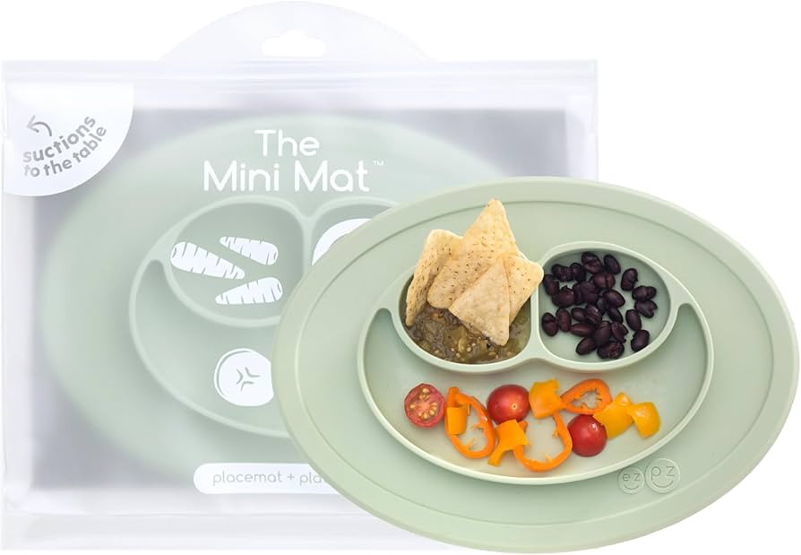 ezpz Mini Mat for 12 Months+ (Sage) - 100% Silicone Placemat + Plate with Suction for Infants + T... | Amazon (US)