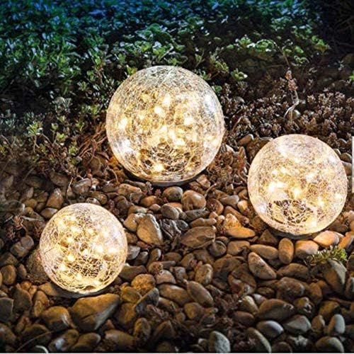 Garden Solar Lights Cracked Glass Ball Waterproof LED for Outdoor Decor Decorations Pathway Patio Ya | Amazon (US)