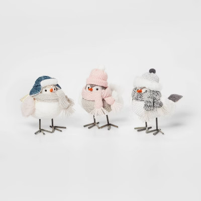 3pc Winter Mini Birds Decorative Figurines - Wondershop™ | Target