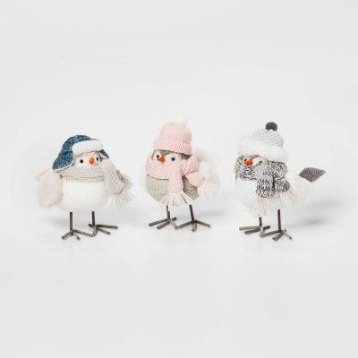 3pc Winter Mini Birds Decorative Figurines - Wondershop™ | Target