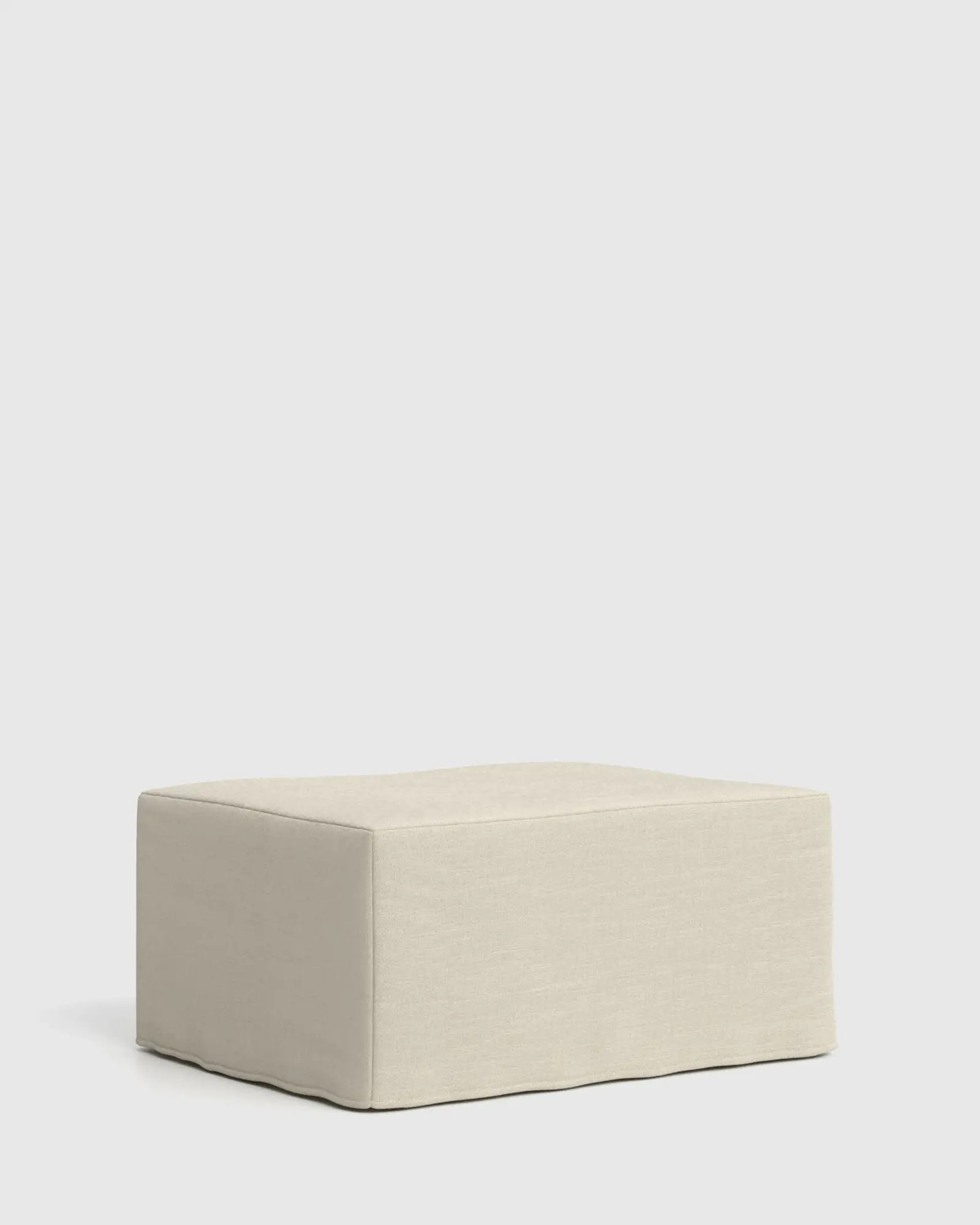 Ellery Slipcover Ottoman in Performance Linen | Quince