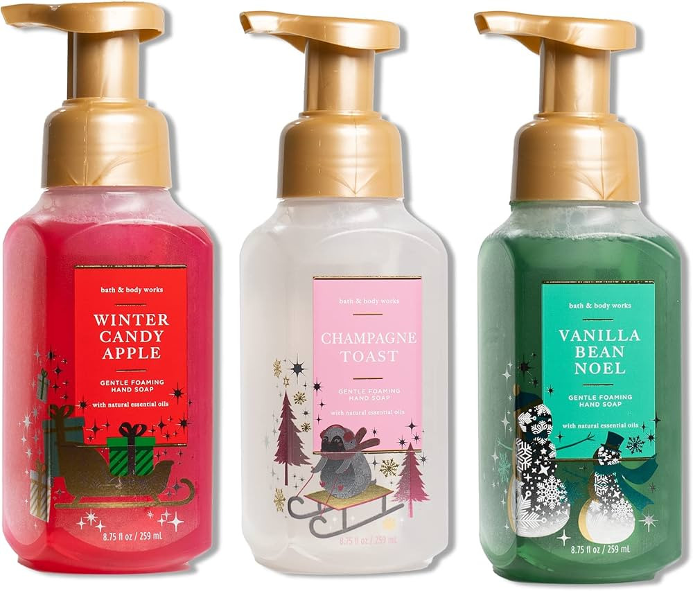 Bath & Body Works Holiday Trio Gentle Foaming Hand Soap Set of 3 - Winter Candy Apple, Vanilla Be... | Amazon (US)