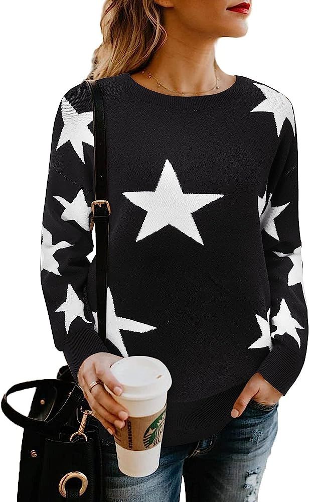 II ININ Women's Leopard Pullover Sweater Casual Sweatshirt Crew Neck Long Sleeve Knit Tops Blouse | Amazon (US)