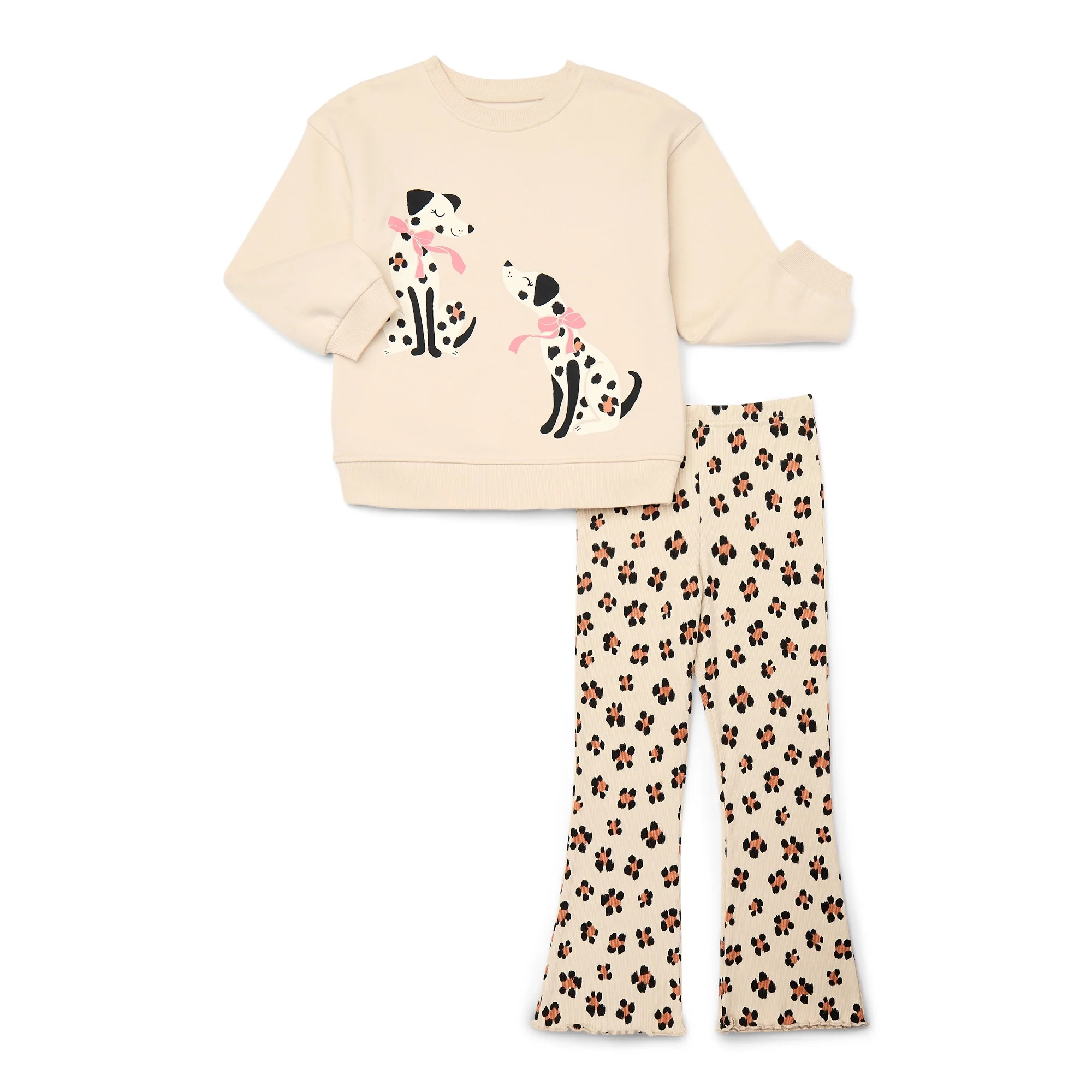 Wonder Nation Little Girls 2-Piece Sweatshirt and Flare Leggings Set, Sizes 4-10 | Walmart (US)