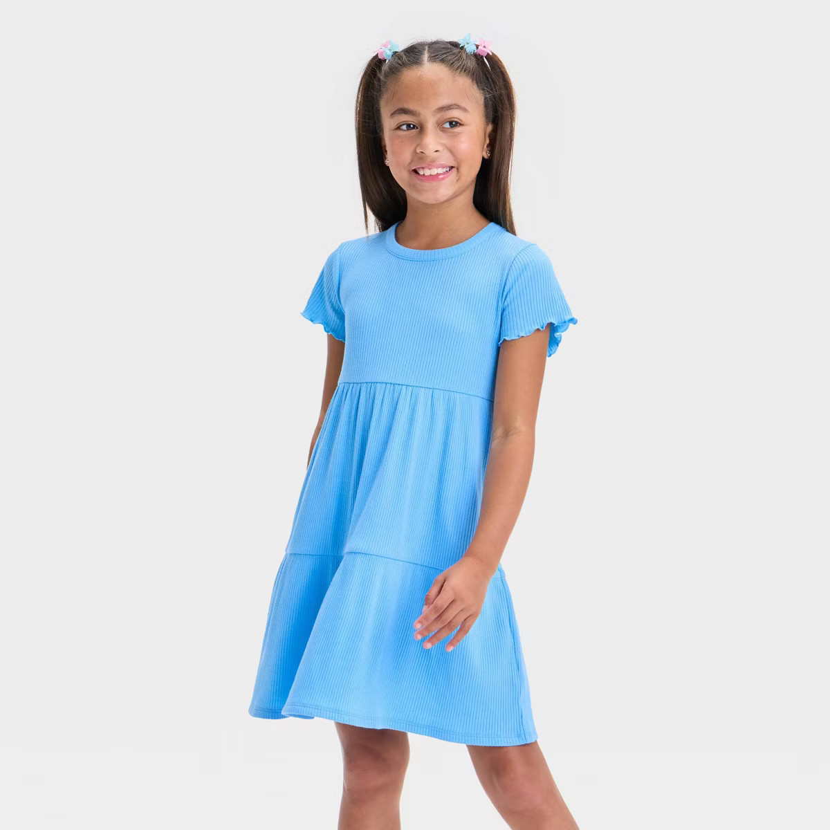 Girls' Short Sleeve Tiered Ribbed Dress - Cat & Jack™ | Target